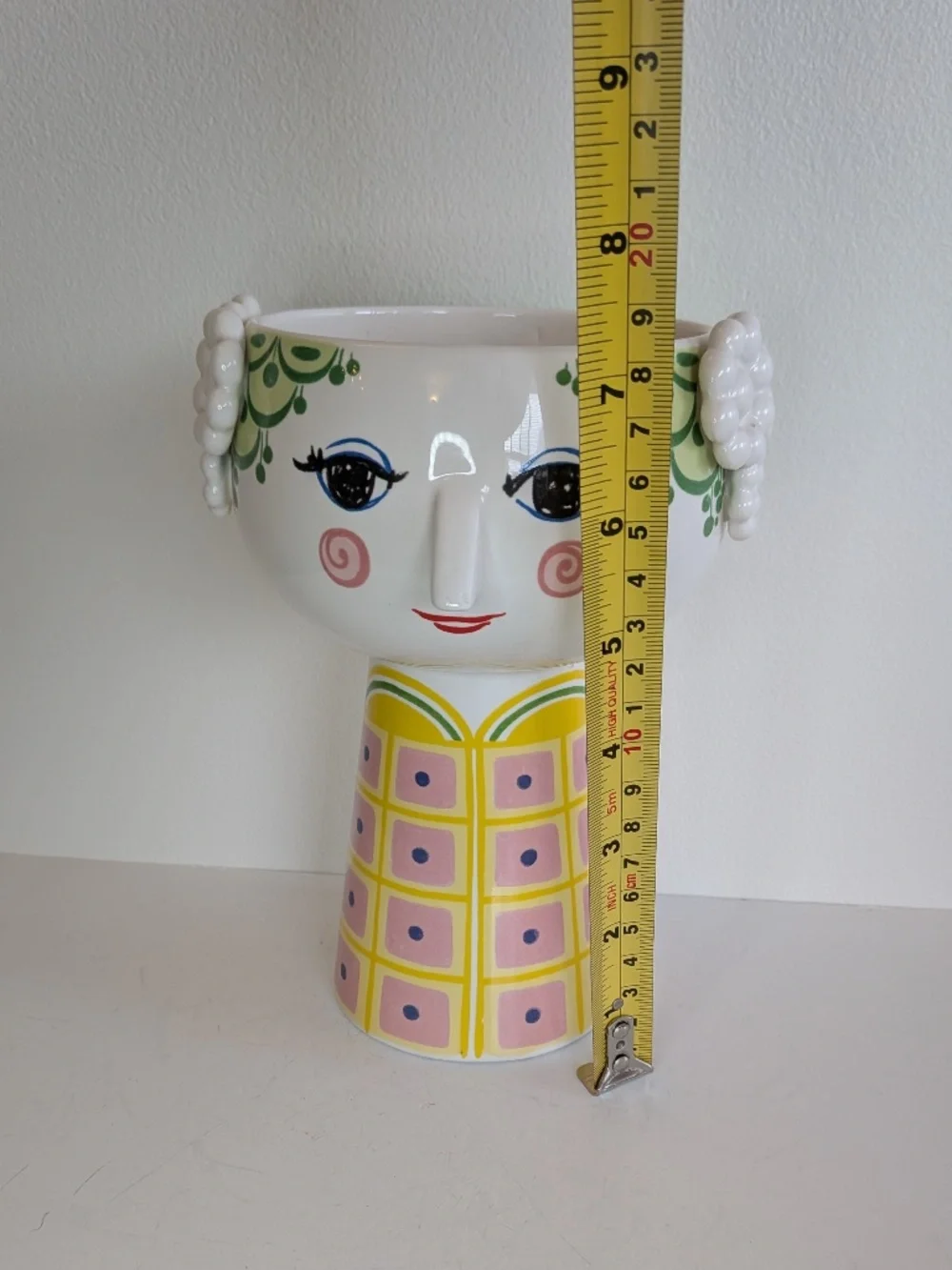 Bjørn Wiinblad Eva Vase whimsical woman's face textured hair decals